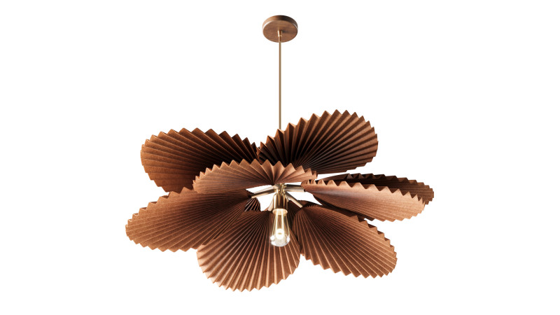 Brown Pleated Flower Palm Leaf Pendant Light 3D Model .c4d .max .obj .3ds .fbx .stl .blend 