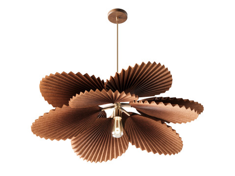 Brown Pleated Flower Palm Leaf Pendant Light 3D मॉडल