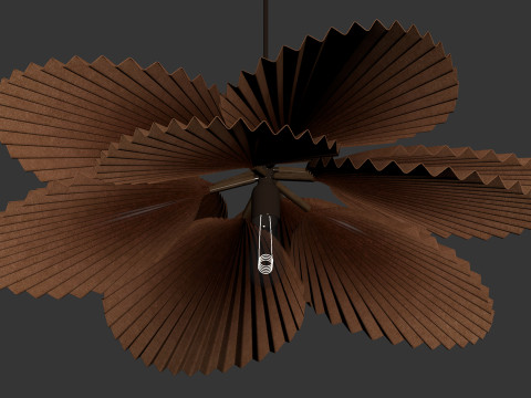 Brown Pleated Flower Palm Leaf Pendant Light 3D Model