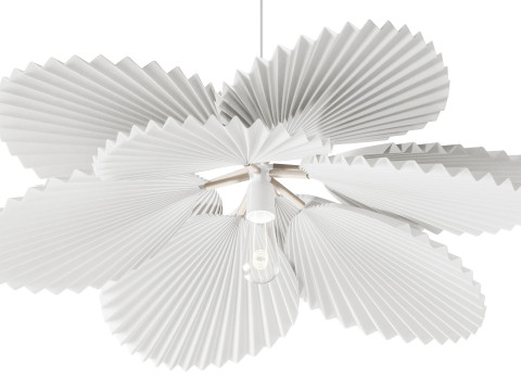 Brown Pleated Flower Palm Leaf Pendant Light 3D Model