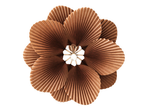 Brown Pleated Flower Palm Leaf Pendant Light 3D Model