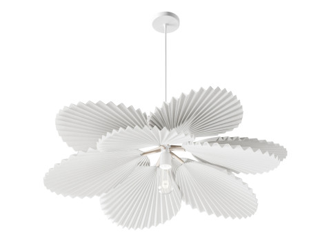 Brown Pleated Flower Palm Leaf Pendant Light 3D Model