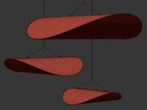 Wabi-sabi Tense Pendant Lamp Dia 70 90 120 3D Model