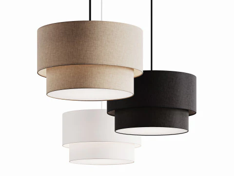 モダンなサスペンション デュアル ドラム ファブリック ライト 3Dモデル