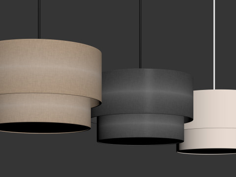 Modern Suspension Dual Drum Fabric Light 3D 模型