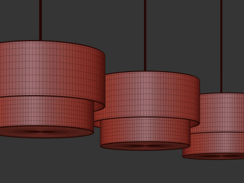 Modern Suspension Dual Drum Fabric Light 3D 模型