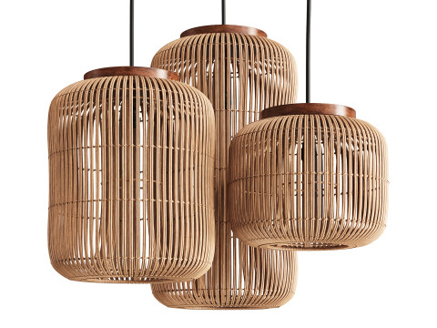 Natural Rattan Lamp by dBodhi Barrel 3D 모델