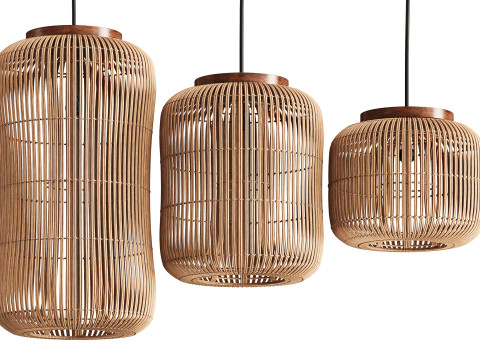 Natural Rattan Lamp by dBodhi Barrel Modelo 3D