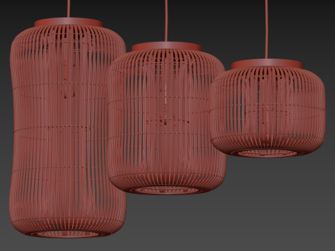 Natural Rattan Lamp by dBodhi Barrel Modelo 3D