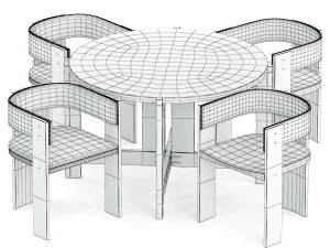 Collector Dining Table and Chairs by Kristina Dam 3D Model