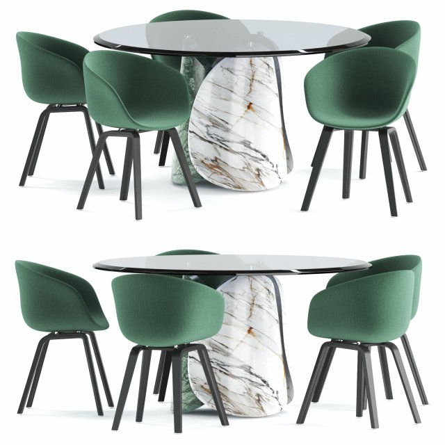 ABOUT A CHAIR AAC 23 chair and PETALO table 3D Модель .c4d .max .obj .3ds .fbx .stl .blend 