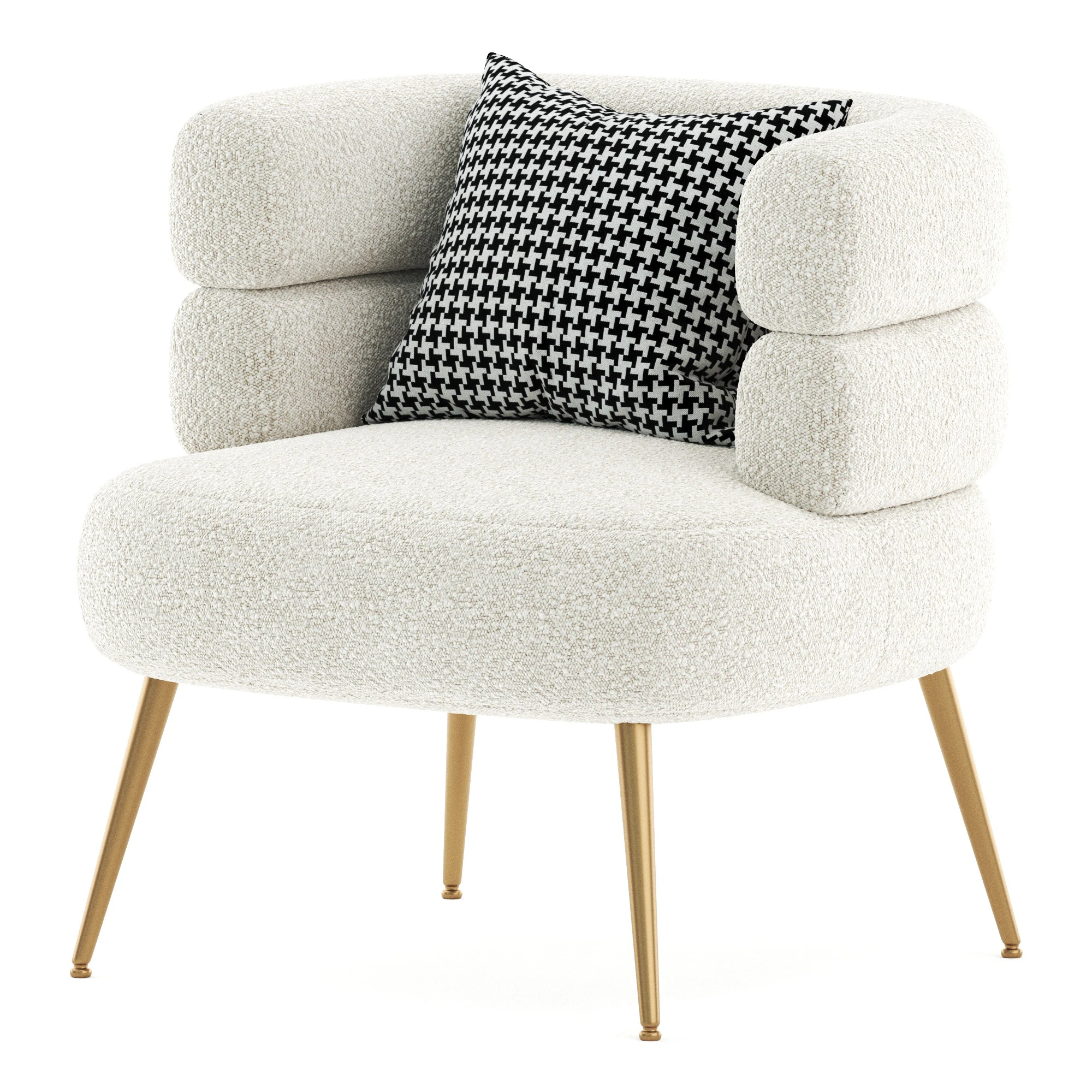 Upholstered Barrel Chair 3D Model .c4d .max .obj .3ds .fbx .stl .blend