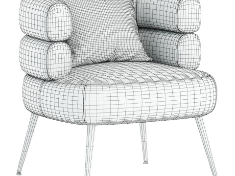 Upholstered Barrel Chair 3D Модель