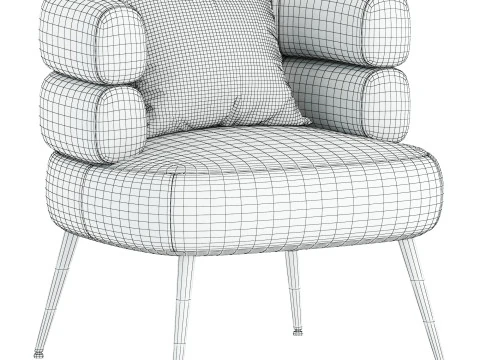 Upholstered Barrel Chair 3D Model