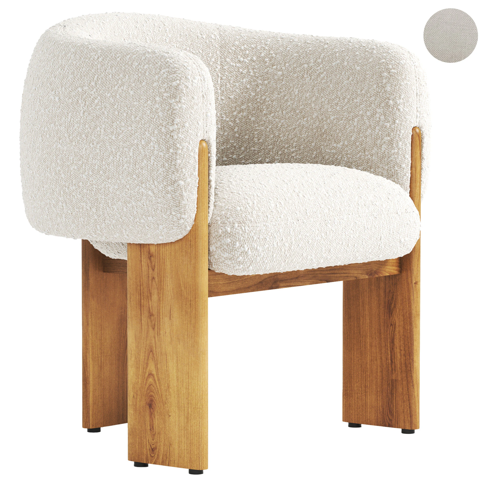 Boucle Modern Dining Chair 3D Model .c4d .max .obj .3ds .fbx .stl .blend