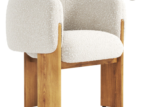 Boucle Modern Dining Chair 3D Model