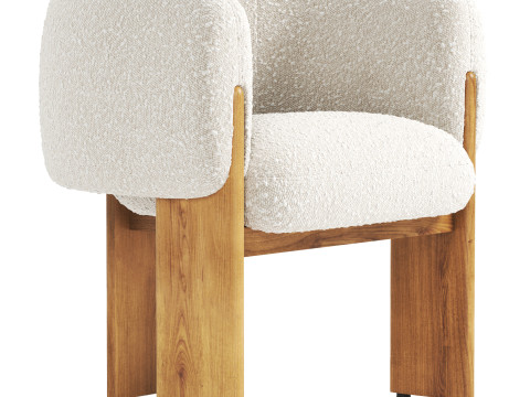 Boucle Modern Dining Chair 3D Model