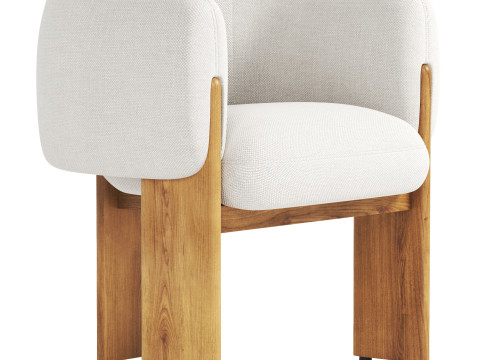 Boucle Modern Dining Chair 3D Model