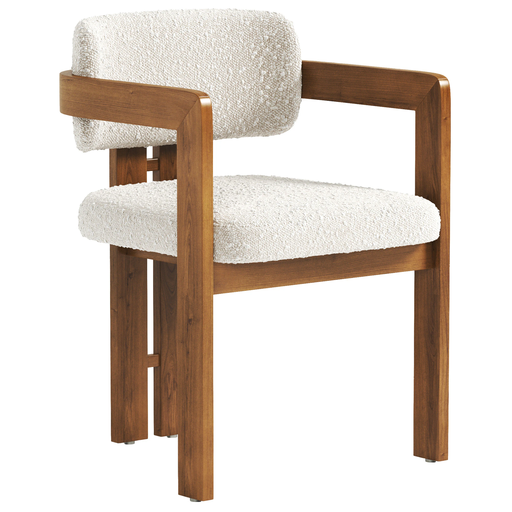 Curved Walnut Dining Chair 3D Model .c4d .max .obj .3ds .fbx .stl .blend 