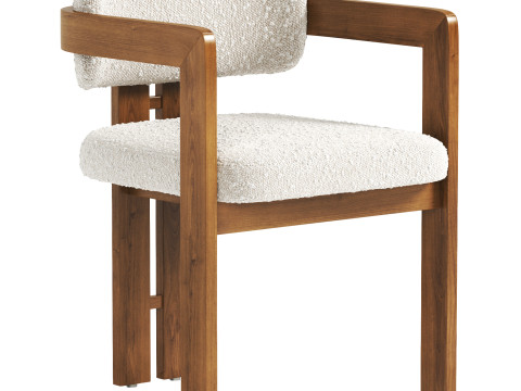 Curved Walnut Dining Chair 3D Model