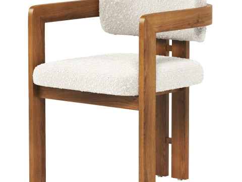 Curved Walnut Dining Chair 3D Model