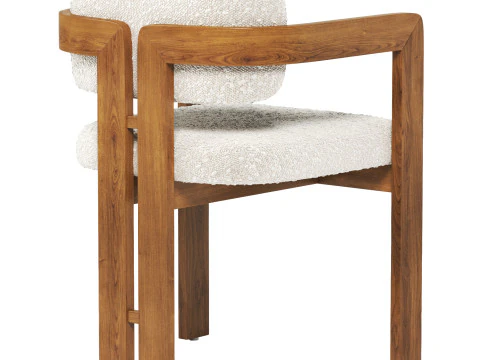 Curved Walnut Dining Chair 3D Model