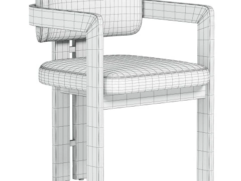 Curved Walnut Dining Chair 3D Model