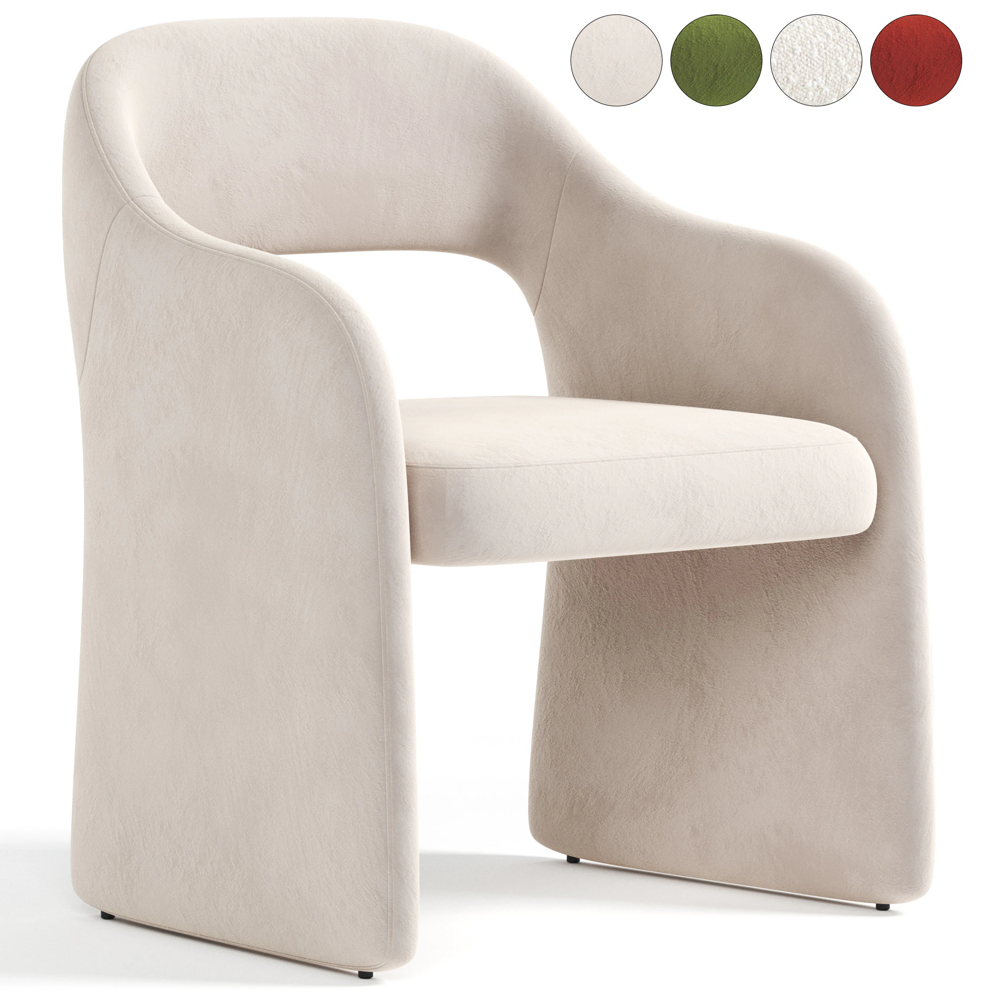 Fintan Boucle Dining Chair 3D Model .c4d .max .obj .3ds .fbx .stl .blend