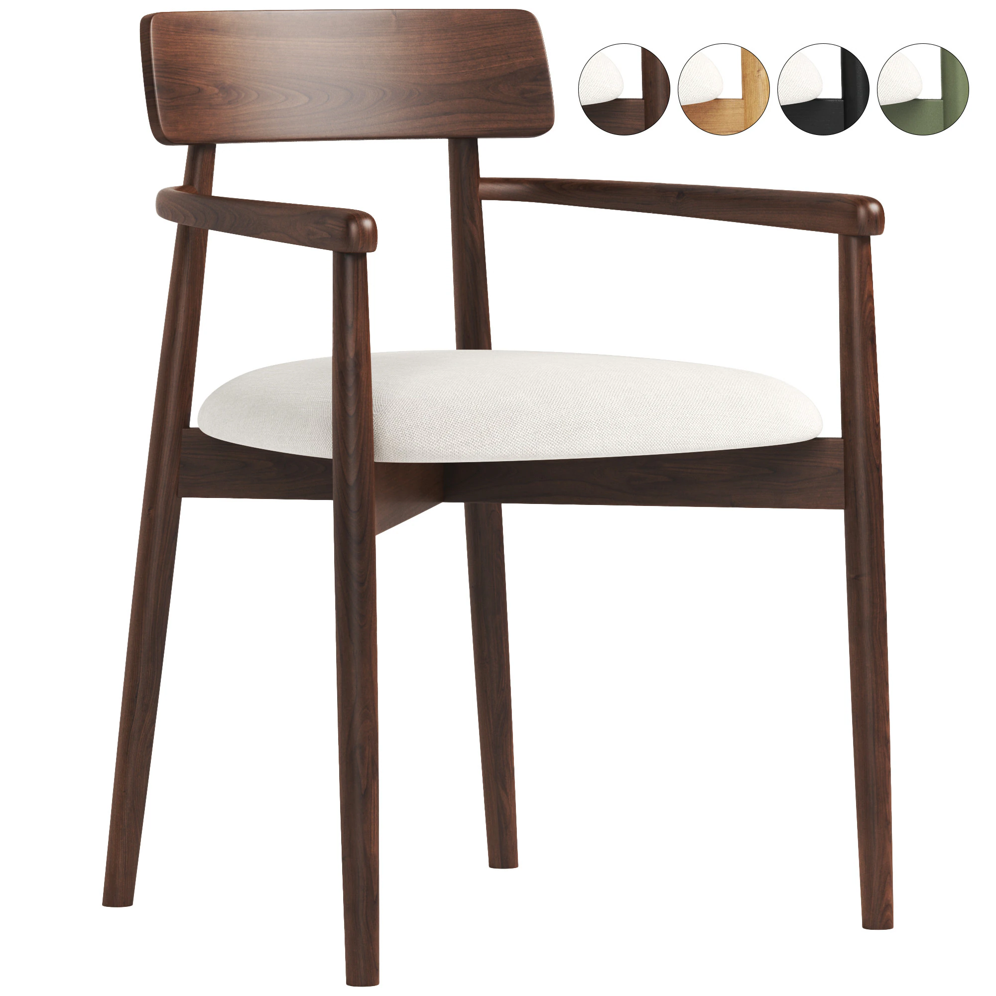 Jefferson Dining Arm Chair 3D Model .c4d .max .obj .3ds .fbx .stl .blend