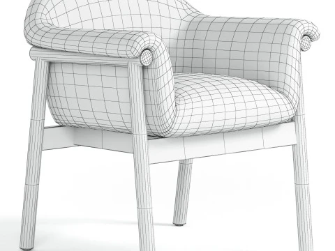 Loli Boucle Dining Armchair 3D Model