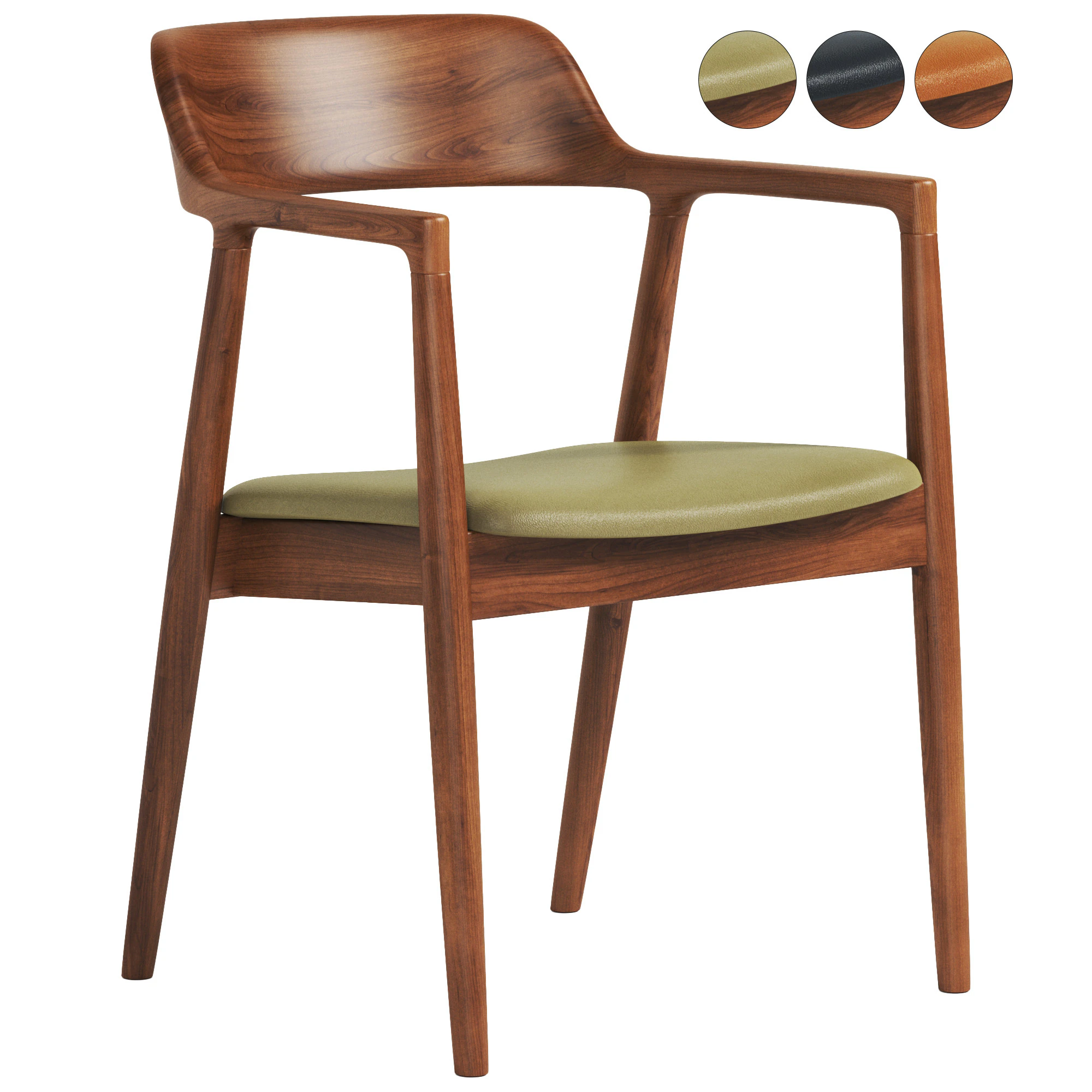 Modern solid Leather Dining Chair 3D Model .c4d .max .obj .3ds .fbx .stl .blend 