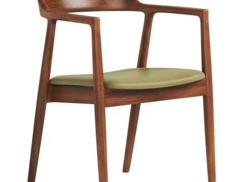Modern solid Leather Dining Chair 3D Model