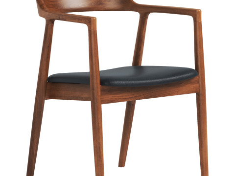 Modern solid Leather Dining Chair 3D Model
