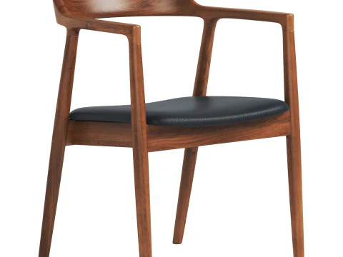 Modern solid Leather Dining Chair 3D Model