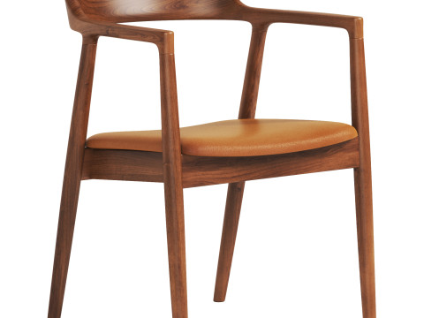 Modern solid Leather Dining Chair 3D Model