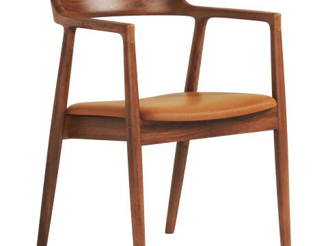 Modern solid Leather Dining Chair 3D Model