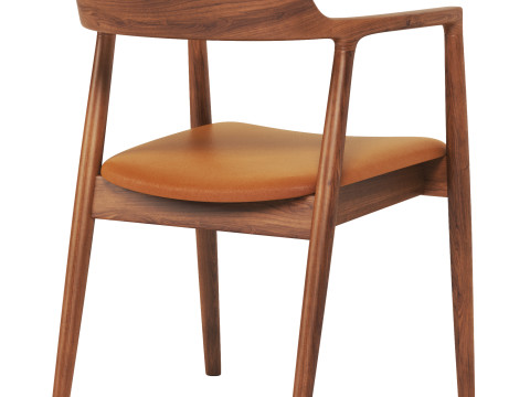 Modern solid Leather Dining Chair 3D Model