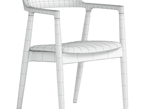 Modern solid Leather Dining Chair 3D Model