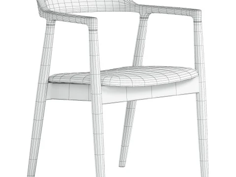 Modern solid Leather Dining Chair 3D Model