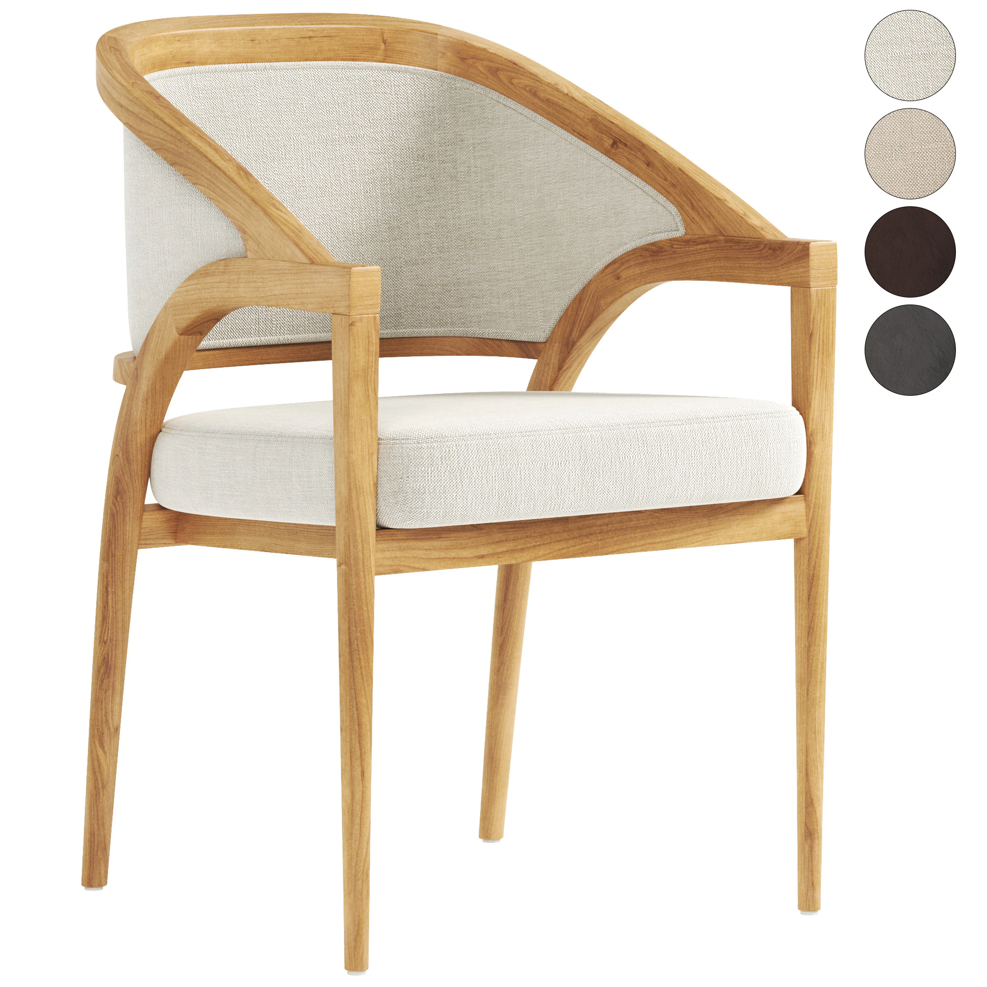 Aimee Upholstered Back Dining chair 3D Model .c4d .max .obj .3ds .fbx .stl .blend 