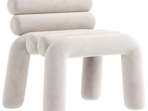 Beige Velvet Accent Chair 3D मॉडल