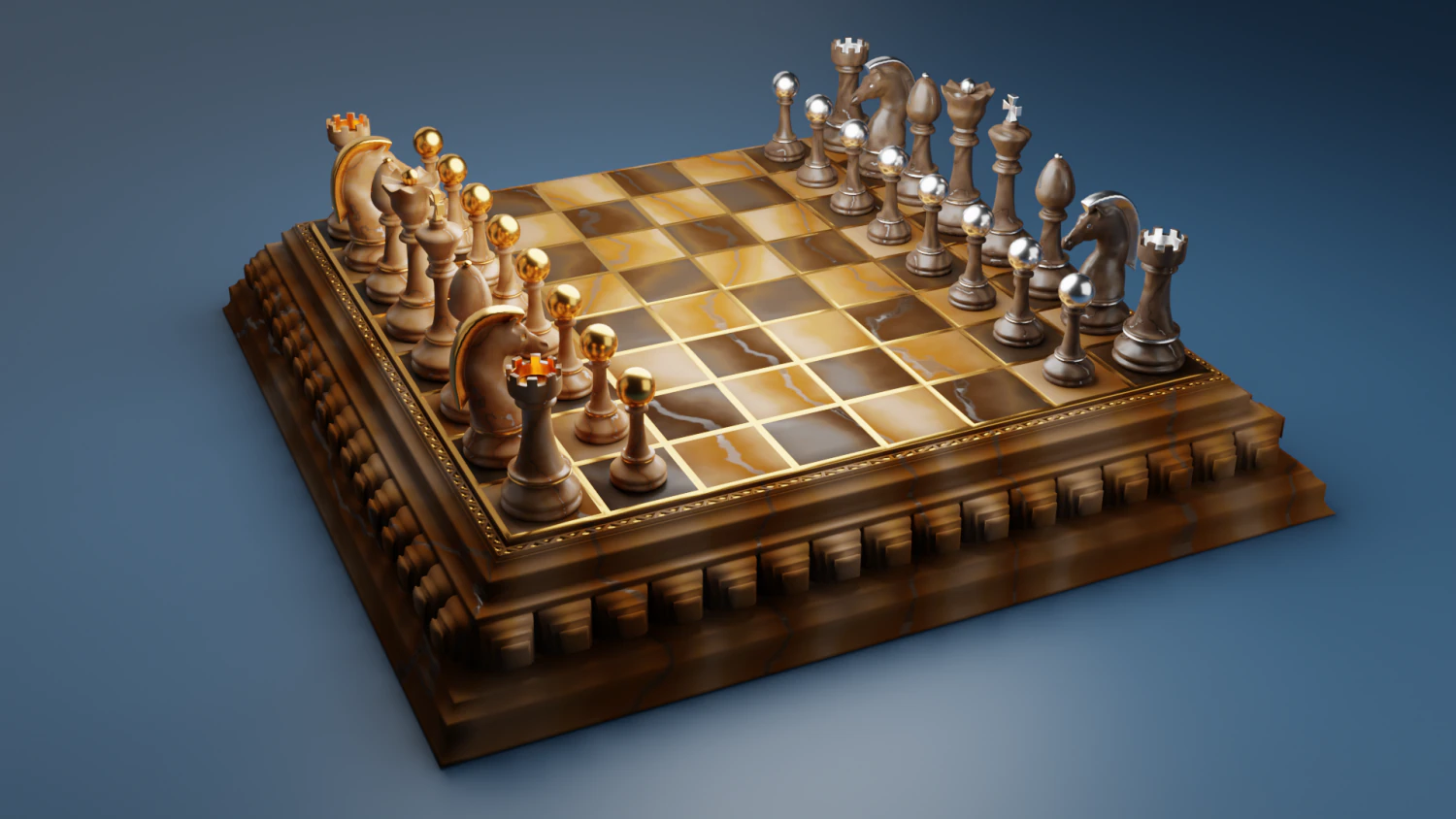 Chess with chessboard for print 3D Print Model .c4d .max .obj .3ds .fbx .stl .blend 