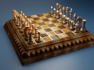 मुद्रण के लिए शतरंज की बिसात के साथ शतरंज 3D प्रिंट मॉडल