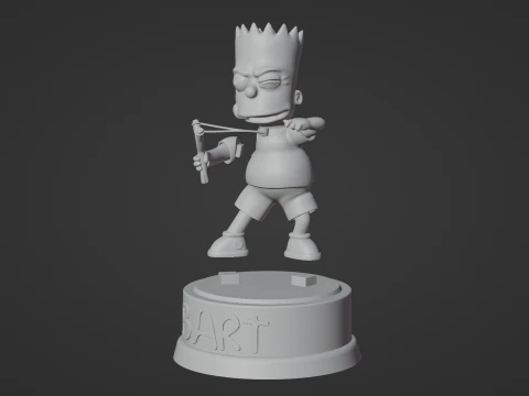 Bart Simpson with slingshot 3D Print Model