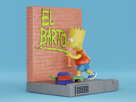 Bart Simpson Writing El Barto 3Dプリントモデル