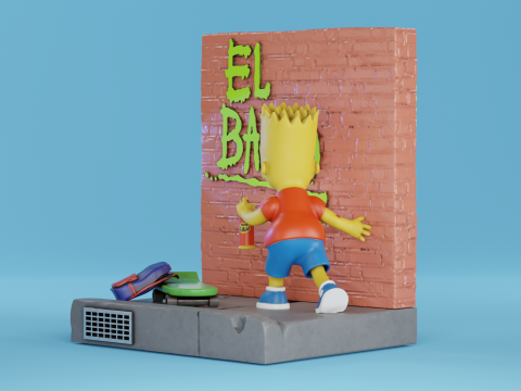 Bart Simpson Writing El Barto 3D Принт Модель