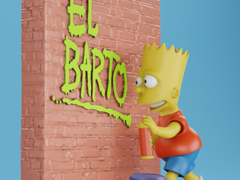 Bart Simpson Writing El Barto 3D Принт Модель