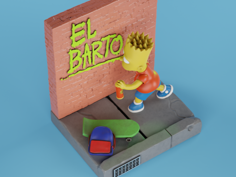 Bart Simpson Writing El Barto 3D Принт Модель