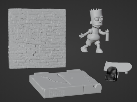 Bart Simpson Writing El Barto 3D Принт Модель