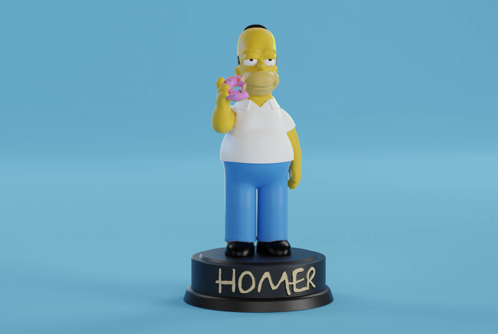 Homer Simpson with donut 3D Print Model .c4d .max .obj .3ds .fbx .stl .blend 